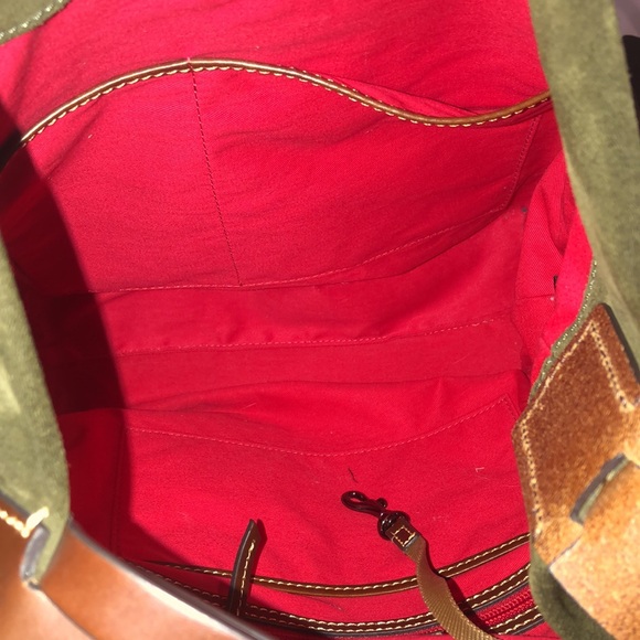 DOONEY BOURKE Olive Green Suede and Brown Leather Hobo Shoulder Bag NWOT - Picture 8 of 17